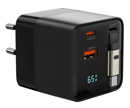 Ładowarka i akumulator Mobile Origin GaN Display Charger PW2 - USB-C Self-Retracting Cable 65W
